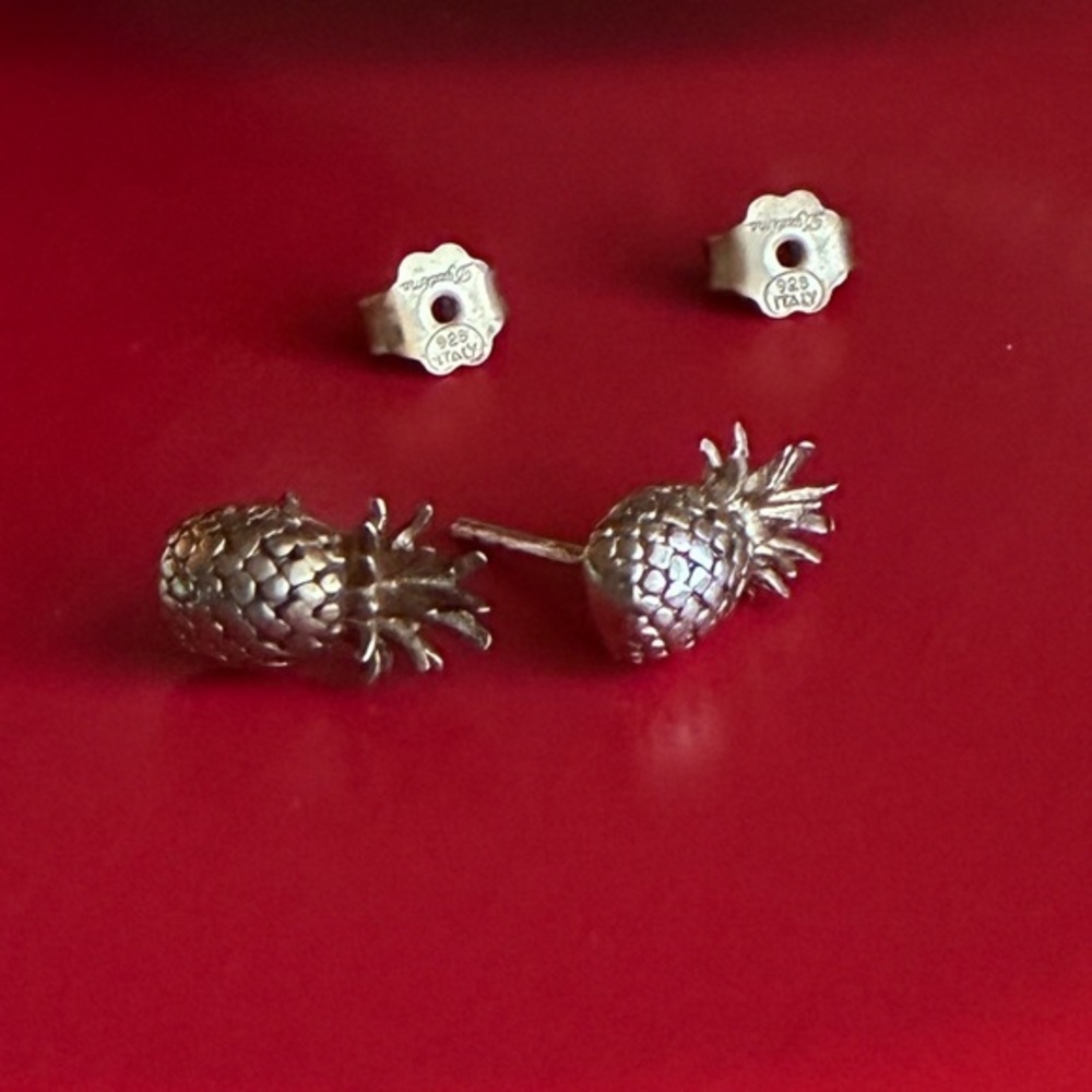 925 Silver Earrings,Elegant Silver Pineapple Earrings